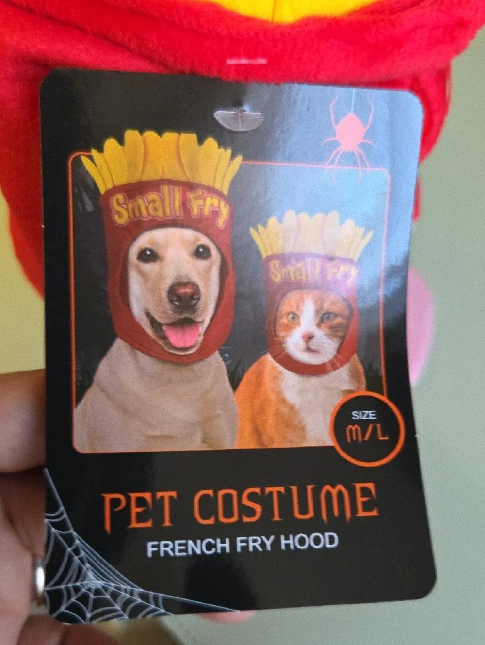 French Fry Hood Pet Costume - Red and Yellow-M/L